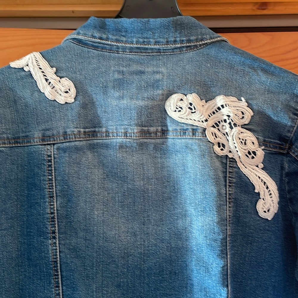 Blue Denim Jacket with Lace Detail